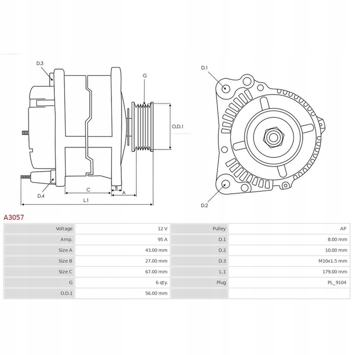 ALTERNADOR AS-PL A3057 