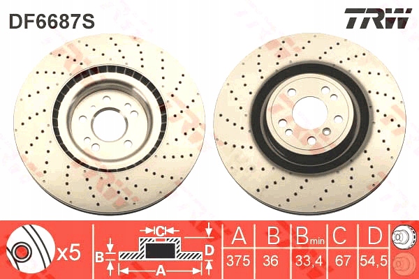 TRW DISCOS DE FRENADO 2 PIEZAS PARTE DELANTERA MERCEDES GL X166 GLE C292 GLE W166 