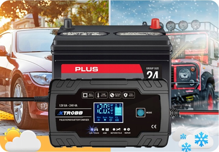 CHARGEUR AUTOMATIQUE AVEC FUNCJA RÉPARATION 12V 24V LED CHARGEUR AKUMULATOROW