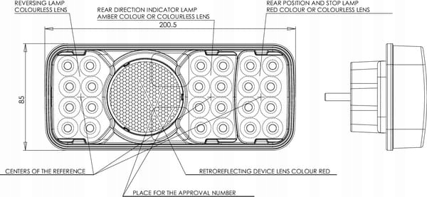 PHARE ARRIÈRE COMBINÉ LED DROITE PROSTOKATNA 12/24V 5-PINOWA KRAMP LA40032