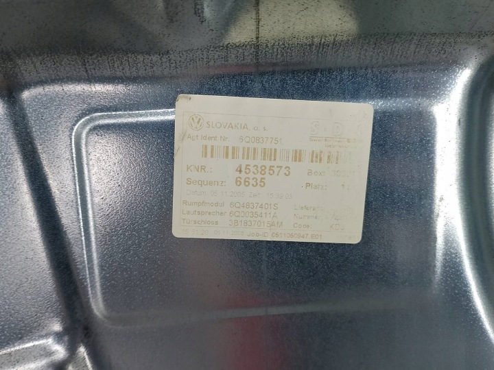 ÉLÉVATEUR VITRES GAUCHE AVANT AVEC STELAZEM VW POLO IV 6Y2959802A