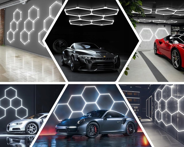 PHARE 14X HEXAGON LED PLASTER MIODU ÉCLAIRAGE PANNEAU WARSZTAT GARAZ KIT