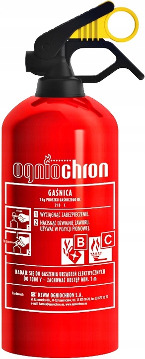 EXTINGUIDOR DE AUTOMÓVIL DE POLVO 1 KG BC 2024R + SOPORTE PERCHERO SOPORTE RZEP 