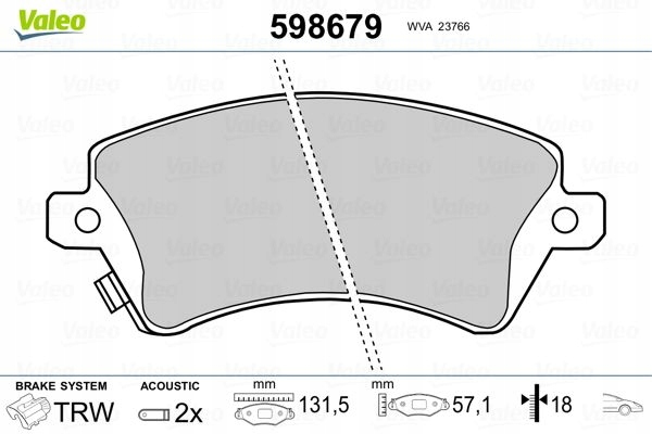 ZAPATAS DE FRENADO PARTE DELANTERA 598679 VALEO TOYOTA COROLLA 