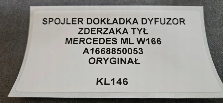 SPOILER DOUBLURE PARE-CHOCS ARRIÈRE MERCEDES ML W166 ORIGINAL A1668850053