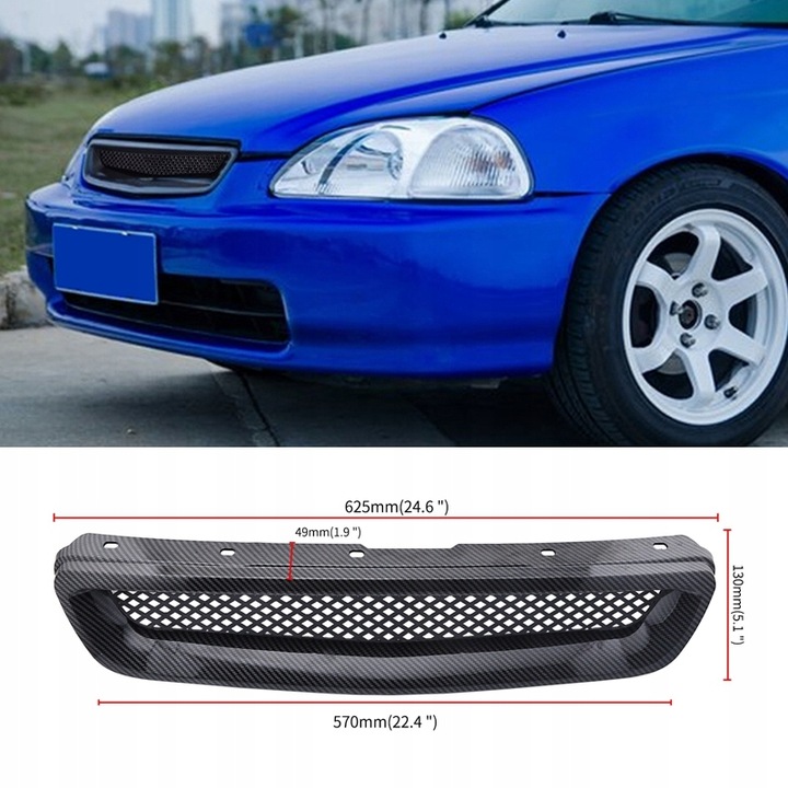 DEFLECTOR REJILLA DE RADIADOR PARA 96-98 HONDA CIVIC EJ/EK JDM TIPO R 