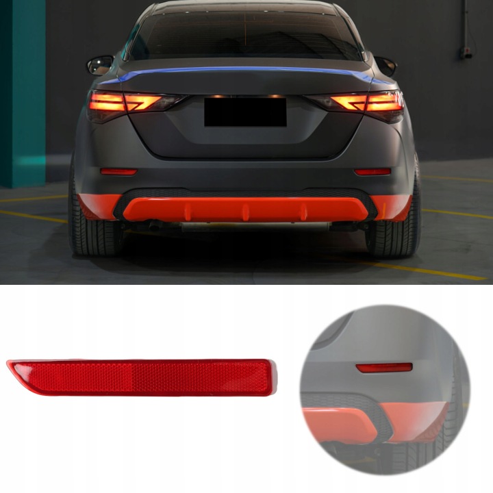 MOULURE ODBLYSNIKA PARE-CHOCS 26565-8990B VERS SENTRA 2020-2025 DROITE ROUGE LENTILLE ABS