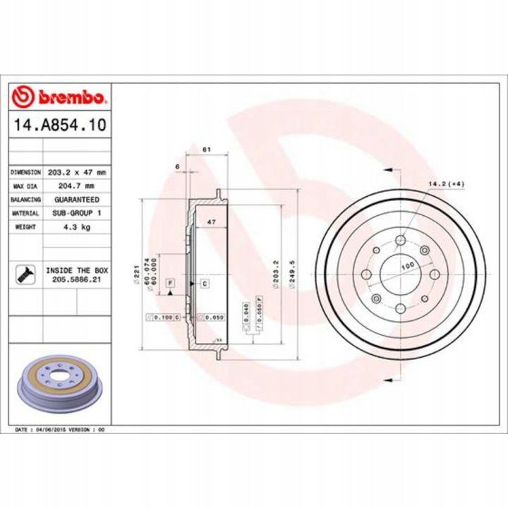BEBNY FREIN BREMBO 14.A854.10 14A85410