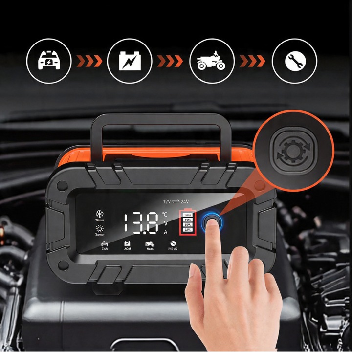 AKUMULATOROWY CHARGEUR 12A NAINTELIGENTNA 12V/24V RÉPARATION MOTOCYCLETTE