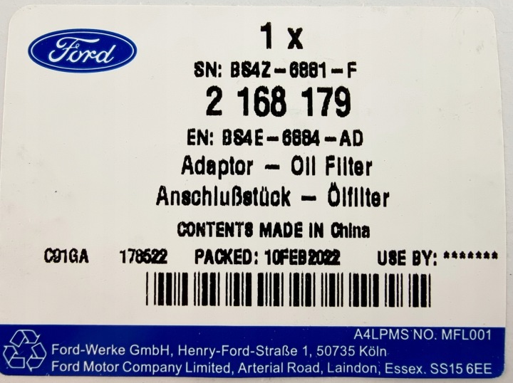 SUPPORT FILTRE HUILES FORD 1.8 2.0 2.5 DURATEC 2168179 BS4E-6884-AD