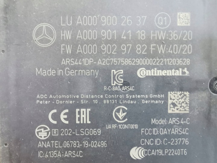 MERCEDES OE A0009002637 C-KLASA W206 S-KLASA W223 RADAR ACC DISTRONIC
