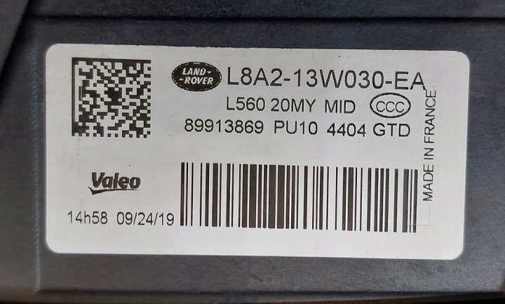 PHARE AVANT GAUCHE LED MID RANGE ROVER VELAR L8A2-13W030-EA
