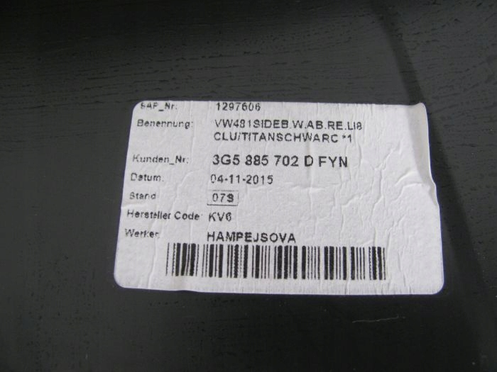 VW PASSAT B8 3G5 BERLINE COUSSIN SIÈGES ARRIÈRE ARRIÈRE