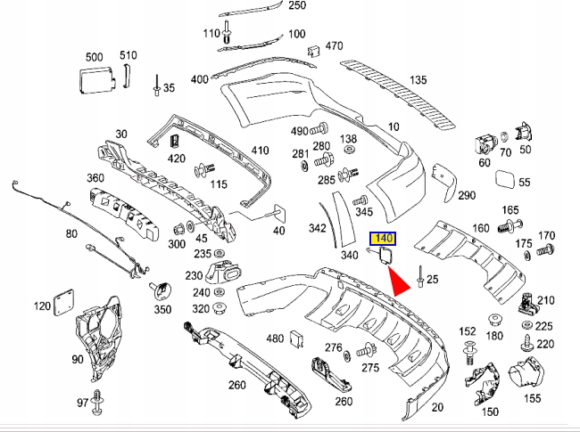 MERCEDES-BENZ GL-CLASS X164 REAR PARE-CHOCS TOW EYE COVER A16488550239999