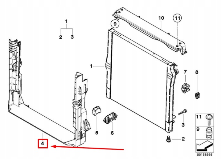 BMW X5 E70 SUPPORT RADIATEUR 17117533538 7533538 ORIGINAL