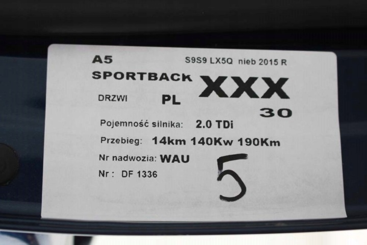 AUDI A5 SPORTBACK PORTES GAUCHE AVANT ARRIÈRE CÔTÉ GAUCHE AVANT ARRIÈRE 2 PCS