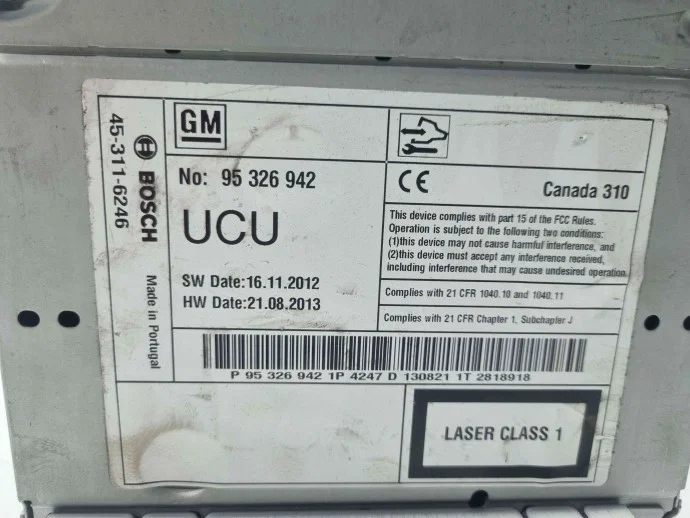 RADIO CD OPEL ZAFIRA C (E75) COMBI [FABR 2011-2017] 45-311-6246