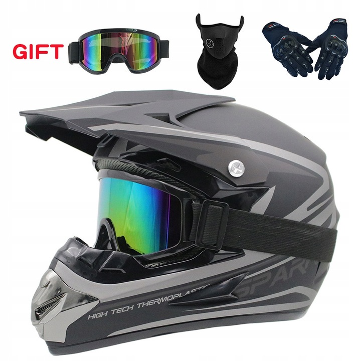 CASCO PARA MOTOCICLETA OFF-ROAD ENDURO MOTOCROSS +GOGLE + CAPO + GUANTES 