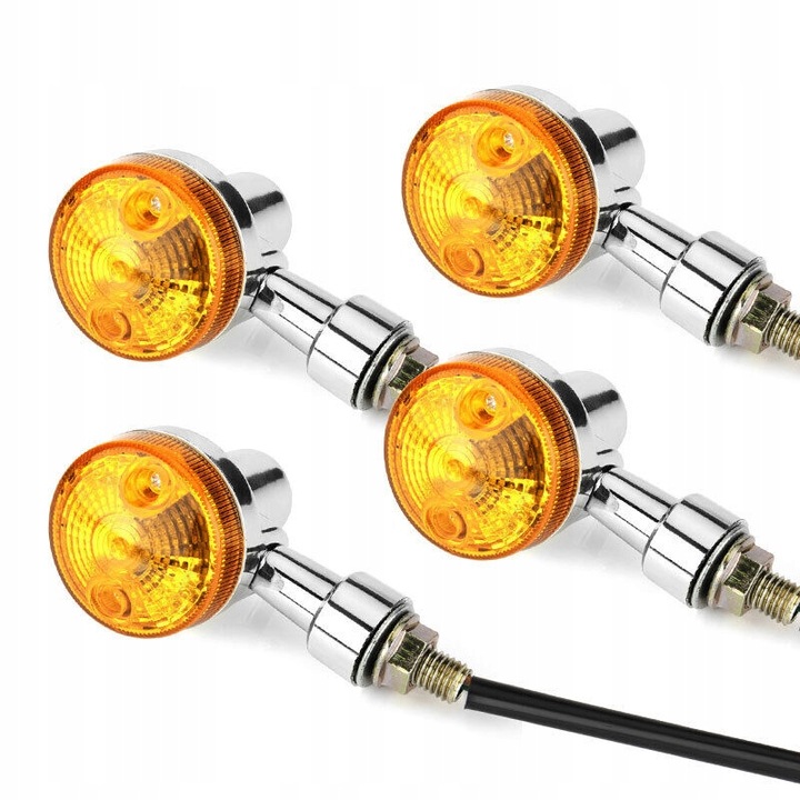 LUCES DIRECCIONALES MOTOCICLETA CROMO CAFE CHOPPER M10 