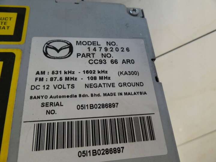MAZDA 5 CR 2006 CHÂSSIS PROTECTION RADIO CD 14792026