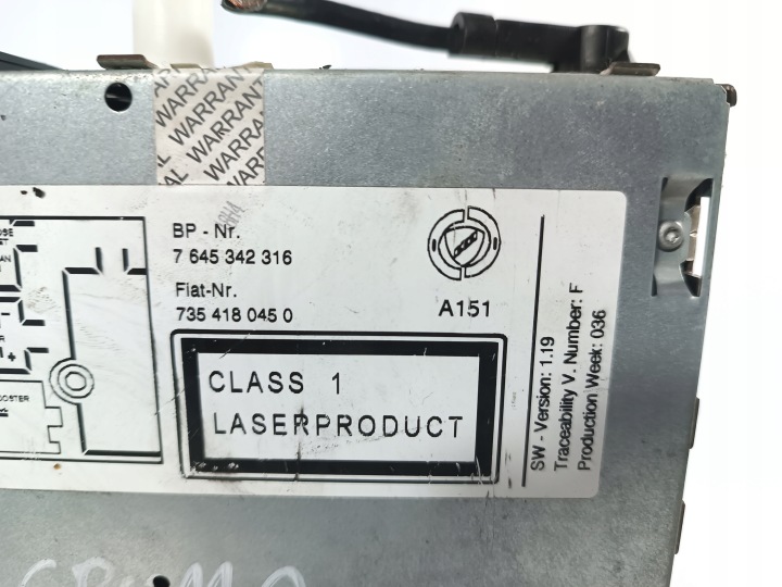 FIAT CROMA 05-11 RADIO CD ORIGINE D'USINE OE 7354180450 VERS ZAKODOWANIA