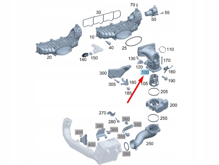 MERCEDES-BENZ C W204 INTAKE MANIFOLD CHARGE AIR PIPE A6510904000