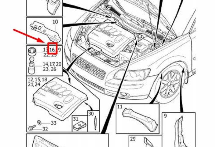 VOLVO S40 MK2 PROTECTION MOTEUR CAOUTCHOUC PARE-CHOCS NEUF ORIGINAL 31293164