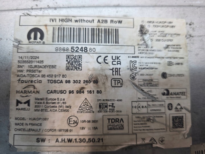 STACJA MULTIMEDIALNA AVANT PEUGEOT 208 II 9868524880 GENUINE