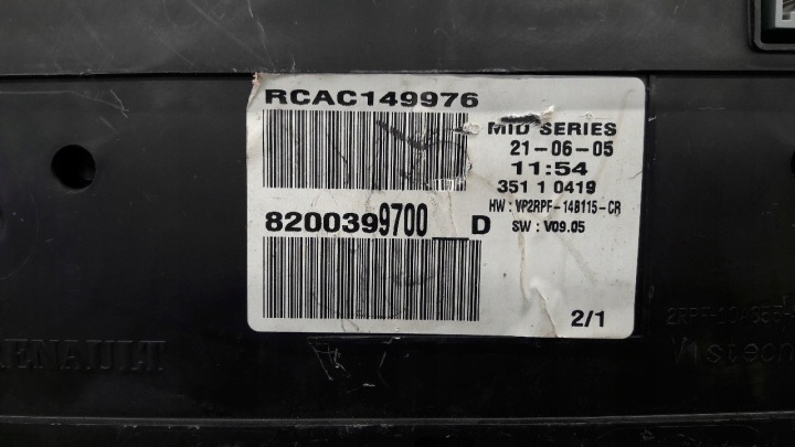 8200399700D COMPTEUR MEGANE II 05R 1.9DCI