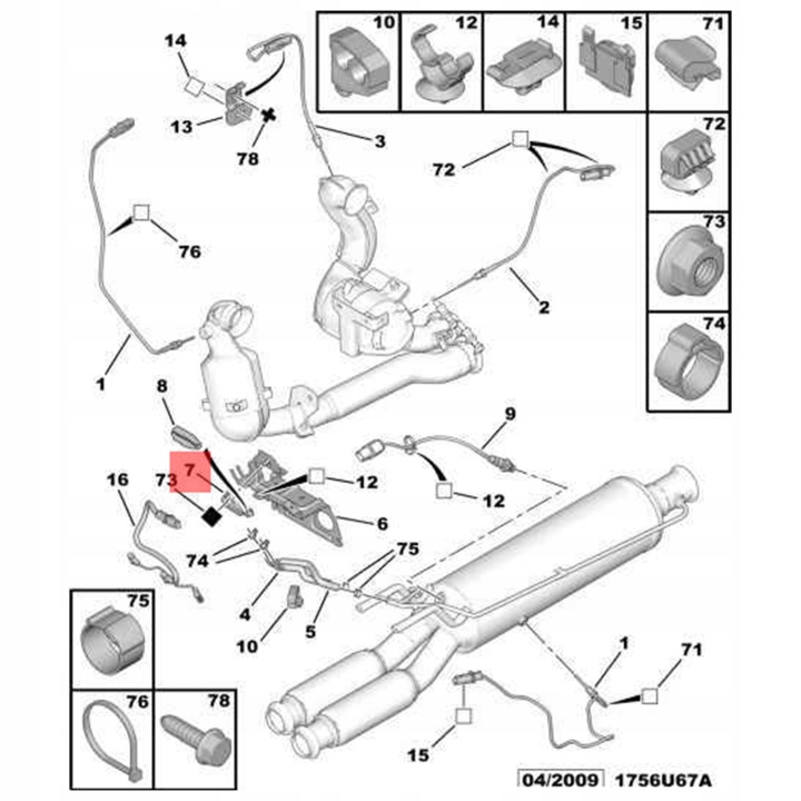 CAPTEUR CISN. GAZ D'ÉCHAPPEMENT CITROEN C3 1,6HDI 09- PSA 1618Z9/ GAUCHE