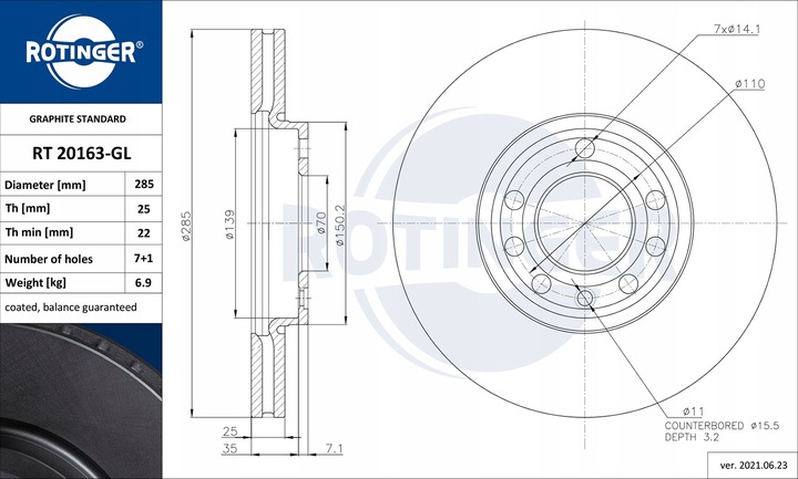 DISCOS ROTINGER CROMA II PARTE DELANTERA 285MM 