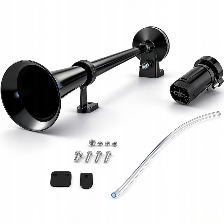 KLAXON TROMPETTE PNEUMATIQUE 150DB AVERTISSEUR SONORE CHROME COMPRESSEUR 12V AUTOMOBILE