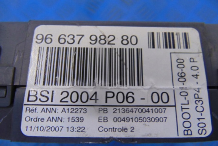 PEUGEOT 207 1.6 16V MODULE FUSIBLE 9663798280