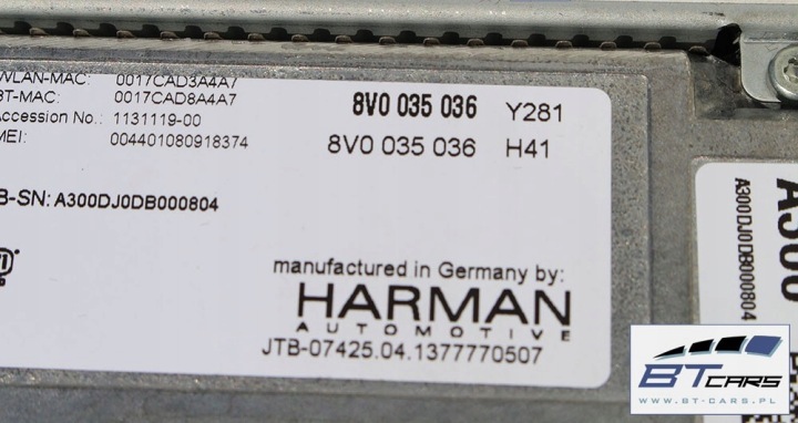 AUDI A3 KIT MMI 3G+ MONITEUR LECTEUR DE CARTE MIB PANNEAU 8V0035036 8V0919604A 8V091