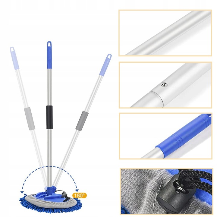 BROSSE VERS LAVAGE VOITURES AVEC ÉTRIER DE FIXATION TELESKOPOWYM 2 CULASSES MOPA 160CM