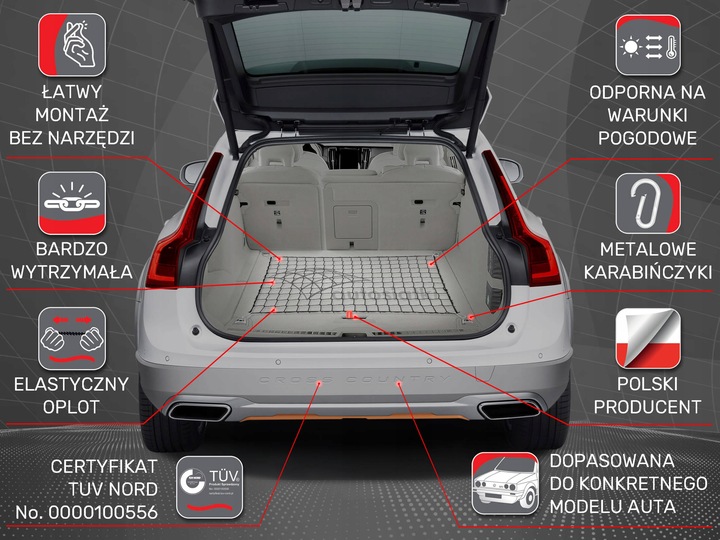 CON RED DE AUTOMÓVIL PARA DE MALETERO RENAULT KOLEOS II 