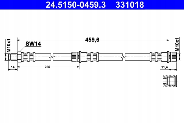 24.5150-0459 ATE CABLE DE FRENADO FLEXIBLES MITSUBISHI COLT VI 04-12 