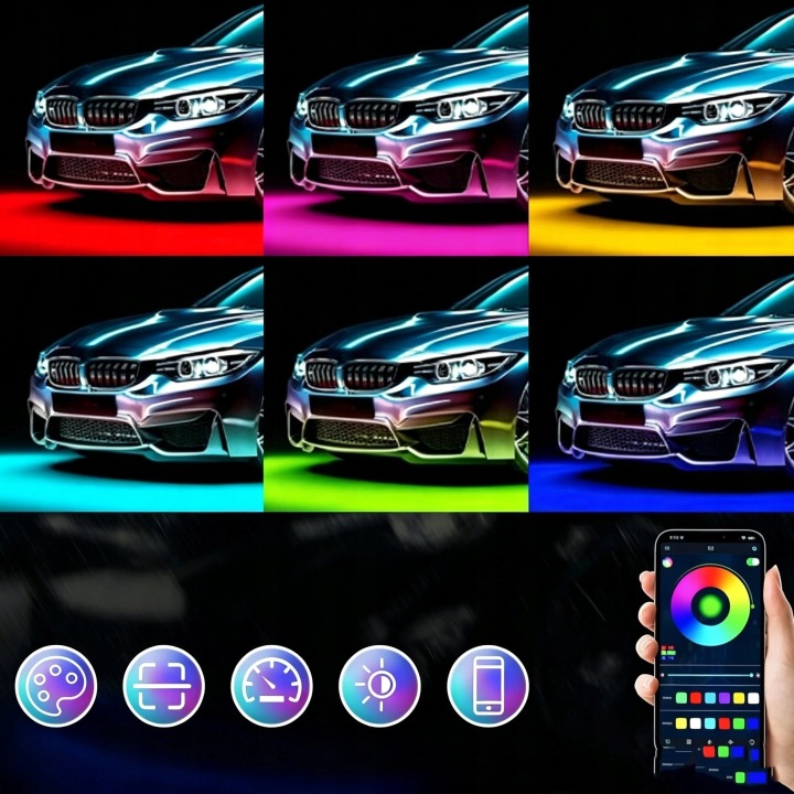 BANDE LED RGB ÉCLAIRAGE CHÂSSIS VERS CAMION I SUV 12V LED 5050 IP68