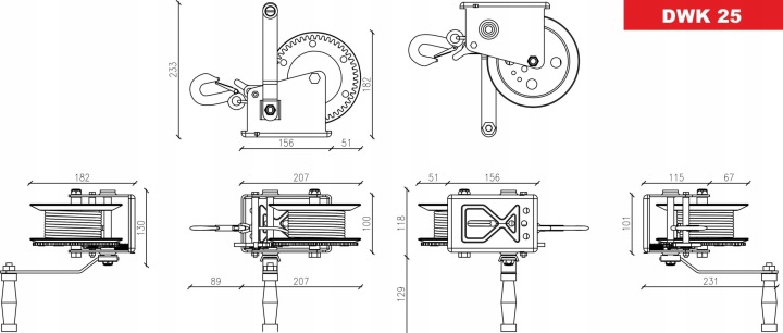 DRAGON WINCH WYCIAGARKA WCIAGARKA MANUELLE DWK 25 1,2T 10M MOTO MOTOCYCLETTE