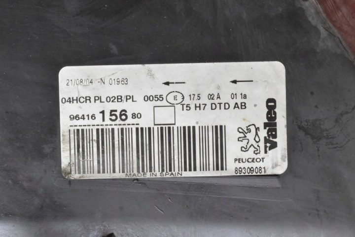 PROJECTEUR DROIT PHARE AVANT EUROPE 9641615680 PEUGEOT 307 SW 01-05