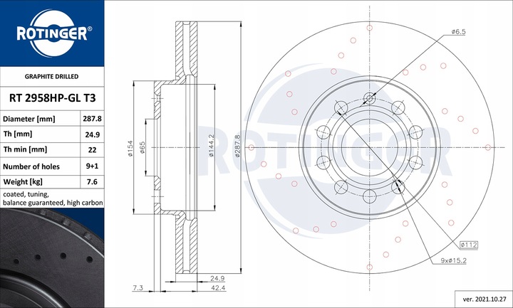 DISCOS ROTINGER BETTLE 10- SCIROCCO 288MM 