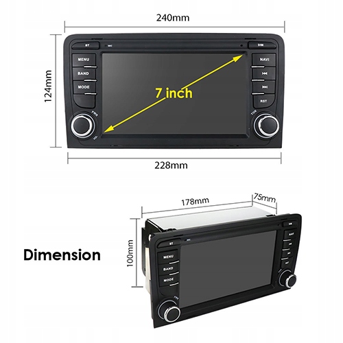 RADIO GPS WIFI AUDI A3 8P S3 RS3 2003-2012 ANDROID 