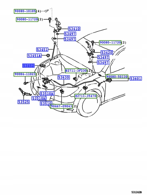 TOYOTA COROLLA MATRIX EE.UU. 53452-01020 SOPORTE 2002-2007 