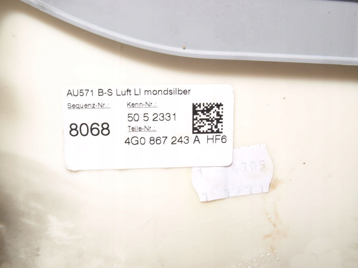 VOLKSWAGEN GROUP AUDI A6 C7 BRODERIE PROTECTION CHÂSSIS MONTANTS GAUCHE 4G0867243A