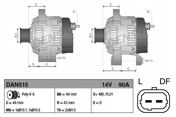 ALTERNATEUR DENSO 9638543680 5705AP 5705FA 5705KZ