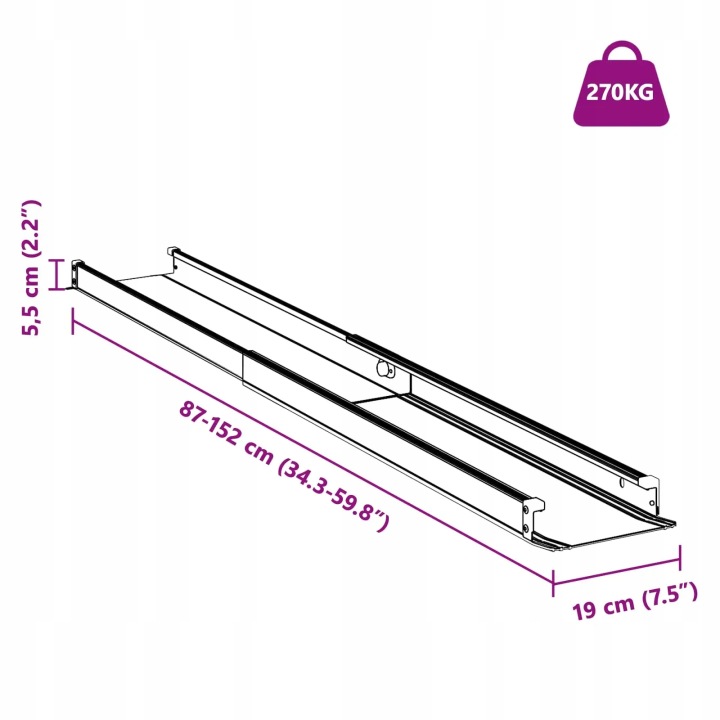 RAMPY POUR WOZKOW 2 PCS NOIR 152 X 19 X 5,5 CM ALUMINIUM