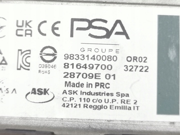 PEUGEOT 208 II AMPLIFICATEUR D'ANTENNE 2023 9833140080