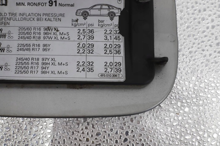 CLAPET GOULOTTE DE REMPLISSAGE CARBURANTS AUDI A6 C6 4F5010398T CODE LAK: LZ7Q NR70