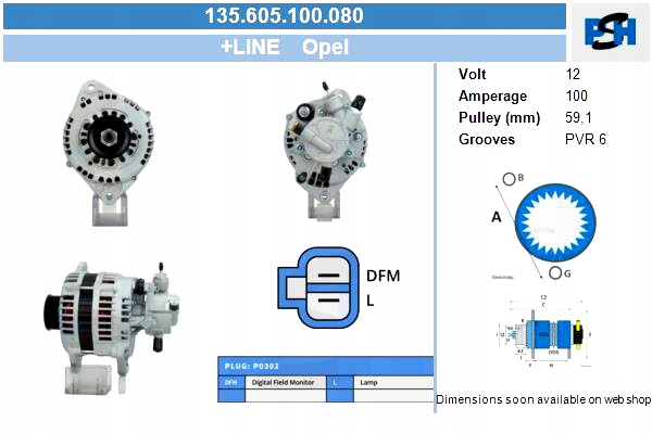 ELECTRIC GENERATOR OPEL 100A ELECTRIC GENERATOR BV PSH photo 2 - milautoparts-fr.ukrlive.com