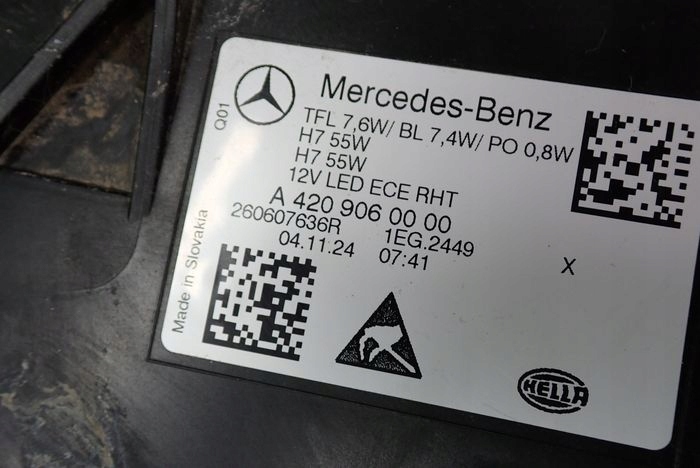 MERCEDES CITAN 420 W420 21- PROJECTEUR GAUCHE PHARE GAUCHE